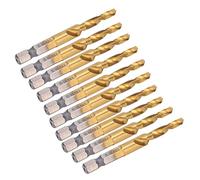 Horett Hex Shank Tap Drill Bits Tap Drill Bits Hex and 6.1mm M5 6542 HSS Ti Coated Taps with Chip Removal Drilling Tapping Deburring for Steel Copper Aluminum