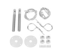 Horett Hood Pin Lock Kit, 4in Base Pin, 24in Lanyard Cable | Carbon Steel Plates, Stainless Hardware, Engine Bay Protection, Fiberglass Fitment, Drill Required, Bonnet Lock