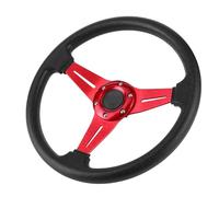 Horett Steering Wheel Drifting Sport 14in Aluminum Alloy Universal (Red) | Aluminum Alloy, PU Grip, Car Interior Upgrade, Drifting Use, Universal Hub Adapter Fit, Easy Mounting, Durable