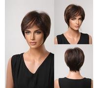 Horett Women's Wig Short Layered Pixie Cut Wigs with Hair Bangs -looking Fluffy Hair Wig High-Temperature Synthetic Comfortable and Breathable with Net (lc2020-4)