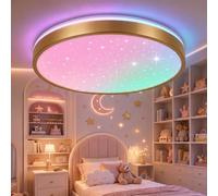 Horevo 24W RGB LED Music Ceiling Light with Bluetooth Speaker, Dimmable | Champagne Gold Frame, 3 Color Temperatures (Warm/Neutral/Cool), Remote Control, Bedroom, Living Room, Kitchen Ceiling Lamp