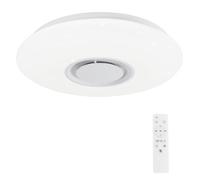 Horevo LED Ceiling Light, Dimmable Modern Music Semi Flush Mount Fixture with Bluetooth Speaker, 24W 15 Inch, Cellphone APP, RGB Color Change Warm/Cool White Temperature, Pendant Ceiling Lighting