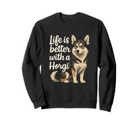 Horgi Life Is Better With A Corgi Husky Mix Retro Dog Owner Sweatshirt