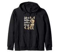 Horgi Life Is Better With A Corgi Husky Mix Retro Dog Owner Zip Hoodie