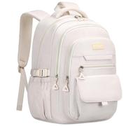 HORHEAR School backpack for Girls, Aesthetic Backpack for Women Cute Bookbag Preppy College (Beige)