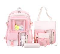 HORHREAR Kawaii Backpack Set for Girls Asthetic Backpack Primary School Bag Pink