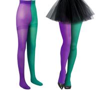 HORIALENCE 1 Pair Carnival Party Pantyhose Green Purple Elastic Polyester Performance Socks Fashion Energetic Unique Design for Woman