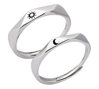 HORIALENCE 1 Pair Sun and Moon Matching Couple Rings Engaging Promise Rings for Him and Her Unique Design Fashionable Jewelry for Couples for Love