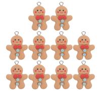 HORIALENCE 10pcs Gingerbread Charms Plastic Resin Pendants DIY Jewelry Making Accessories Christmas Festival Decoration for Friends Who Love DIY Jewelry