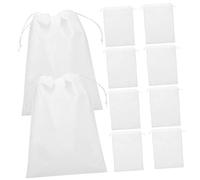 HORIALENCE 10pcs Large Drawstring Dustproof Shoe Bags White Non-Woven Breathable Storage Pouches for Travel and Home Organization 35x25cm