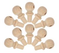 HORIALENCE 10pcs Unfinished Wood Gourd Finials Cork Stoppers with Comfortable Grip and Easy Installation for DIY Projects and Decorative Toppers in Beige