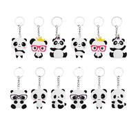HORIALENCE 12 Pcs Panda Keychain Set Made of Sturdy Pvc Material, Lovely and Adorable Design for Backpack Hanging Decors and Bag Accessories, Suitable for Long Term Use with Not Random Style