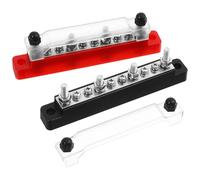 HORIALENCE 150a 12v Automotive Power Distribution Terminal Block with M4 M6 Studs, Black and Red Bus Bar for Car, Boat, and Solar System Electrical Wiring