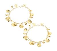HORIALENCE 1pair Boho Anklet Bracelet Tassels for Belly Dancing Golden Barefoot Sandals Jewelry for Women for Parties and Festivals
