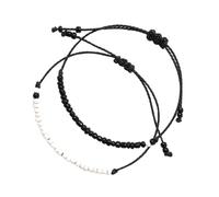 HORIALENCE 1Pair Couple Wax Thread Bracelet and Bead Woven String Wristbands for Matching Couples Unique present for Love and Friendship
