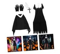 HORIALENCE 1PC Adult Zombie Nun Costume for Halloween Party Scary Fancy Dress Uniform Durable and Comfortable Outfit for Costume Events Halloween Horror Decor