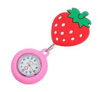 HORIALENCE 1pc Cartoon Strawberry Watch Stretchable Silicone Pocket Timepiece for Doctors Design for Medical Professionals
