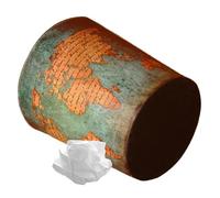 HORIALENCE 1Pc Retro Waste Storage Bin English Style Garbage Recycling Container Vintage Trash Can with Antique PU Surface Waste Basket for for Home Office