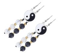 HORIALENCE 2 Pairs Tai Chi Yin Yang Bagua Drop Earrings Alloy Dangle Ear Pendants for Women Matching Jewelry Accessories