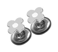 HORIALENCE 2 pcs Flower-Shaped Toilet Flush Button Handles Decorative Push Button for Toilet Water Tank Easy to Install and Operate Silver Bathroom Accessories for Home and Hotel