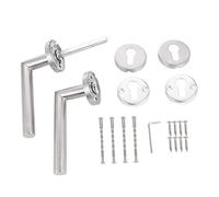 HORIALENCE 2 Pcs Stainless Steel Right Angle Door Handle Lever Set for Fire Doors Durable Hollow Split Lock Pull Handle with Screws Portable Minimalist Design Rust Resistant Home Decor
