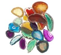 HORIALENCE 20pcs Colorful Agate Slices with Drilled Holes Natural Agate Loose Gemstones for Jewelry Making Featuring Visual Appeal and Energized Empowerment, for Wedding Centerpieces
