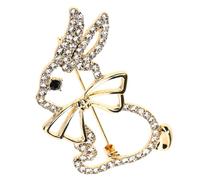 HORIALENCE 2pcs Bunny Brooches Pin Set, Alloy Material with Golden Finish, Adorable Decorative Brooches for Clothing, for Valentine's Day Or Christmas Accessories