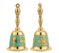 HORIALENCE 2pcs Classroom Hand Bell: School Attention Ringer - Teacher Desk Chime - Metal Call Bell - Loud Tabletop Ring for Weddings Holiday School Classrooms