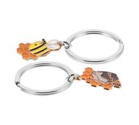 HORIALENCE 2pcs Cute Bee Keychains for Purses and Backpacks Honeycomb Design Charms for Couples and Friends Novelty Pendant for Handbags Stylish Lifestyle Accessory