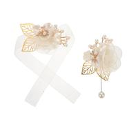HORIALENCE 2pcs Elegant Wedding Rose Wrist Corsage Boutonniere for Brides Grooms Bridesmaids Artificial Floral Wristlets for Garden Ceremonies Evening Receptions and Formal Celebrations