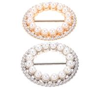 HORIALENCE 2Pcs Fashionable T Shirt Clips with Rhinestone Pearl Accents Versatile Clothing Buckles for Shirts Scarves Belts Stylish Knotting Accessories for Women