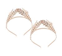 HORIALENCE 2pcs Gold Leaf Headband Bridal Crown Vintage Greek Goddess Hairpiece for Weddings Halloween and Carnival Lightweight and Comfortable Design for Elegant Styling