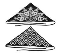 HORIALENCE 2pcs Gothic Crochet Headbands for Women Soft Knit Skull and Spider Pattern Knitted Triangle Bandanas Comfortable Halloween Party Accessories