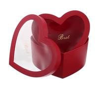 HORIALENCE 2pcs Heart Shaped Red Paper Boxes with Window Design for Versatile Present Combinations, for Valentine's Day Gifting and Floral Arrangements