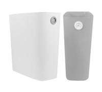 HORIALENCE 2Pcs Kitchen Trash Can Set, Rectangular Open-Top Garbage Bins for Bathroom, Bedroom, Office, Space-Saving Narrow Waste Buckets in Grey and White