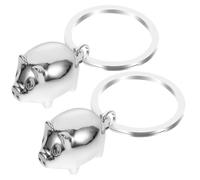 HORIALENCE 2pcs Mini Pig Keychain Bag Pendant in Pearl Silver, Pig Model Charm Keyring for Backpack and Birthday Decor Accessories