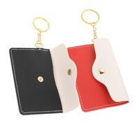 HORIALENCE 2pcs Mini PU Wallet Key Ring with Tassel Beaded Design Portable Card Holder for Identification and Tablet Container Chic Black Red Small Coin Purse for Travel Everyday Use