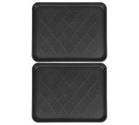 HORIALENCE 2pcs Multipurpose Plastic Shoe Mat Indoor Tray for Pet Food and Flower Pot Use, Sl lack Boot Mat Tray Made of Sturdy Pp Material, for Daily Life and Outdoors, Allows Shoe Soles