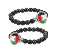 HORIALENCE 2pcs Palestine Flag Charm Bracelet for Men and Women Fashion Beaded Wristband Handmade Souvenir Accessory