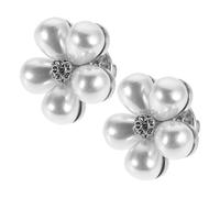 HORIALENCE 2pcs Pearl Daisy Brooch Pins for Women Clothing Silver Round Decorative Shirt Pins Modesty Button Cover up Small Fashion Accessories for Dresses and Cardigans