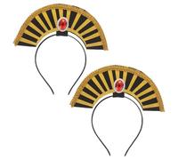 HORIALENCE 2pcs Pharaoh Costume Headband, Ornate Gold Egyptian Headpiece Decor for Seafood Restaurants, Carnival & Egyptian Themed Events