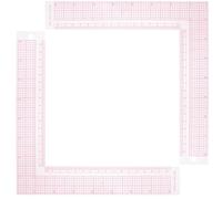 HORIALENCE 2pcs Plastic L Square Right Angle Ruler for Garment Sewing Tailor Fabric Measuring Tool with Built-in Scale, Plastic Sewing Ruler for Tailoring and Craft Cutting