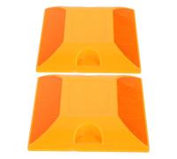 HORIALENCE 2pcs Reflective Road Markers Reflective Road Reflectors Orange Aluminum Plastic High Visibility Ground Markers for Roadway Identification Outdoor