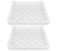 HORIALENCE 2pcs Seafood Freezing Tray: Blast Chiller Storage Basket - Perforated Food Platform for Fish Processing & Aquatic Product Preservation 14.37x13.78in