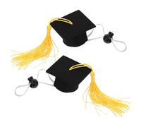 HORIALENCE 2pcs Yellow Felt Cloth Graduation Time Pet Doctoral Caps for Cats and Hedgehogs, Graduation Party Hats Making Pets Cool and Charming