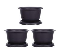 HORIALENCE 3 Sets Versatile Bonsai Pots and Trays Made of Sturdy Pp Plastic, Featuring Elegant Shape and Resistant to Deformation, for Indoor and Outdoor Succulent Plants and Small Plants