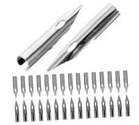 HORIALENCE 30Pcs Silver Iraurita Fountain Pen Nibs Replacement, 0.28Mm Fine Dip Tips for Writing, Calligraphy Practice and Lettering, Easy to Master for Students
