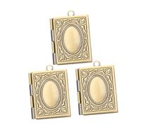 HORIALENCE 3pcs Antique Book Locket Pendant Necklace Openable Photo Frame Charm for Women Vintage Jewelry with Intricate Engravings Timeless Finish for Personal Memories