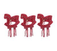 HORIALENCE 3pcs Beaded Horse Applique Patch for Clothing & Accessories, Red Animal Embroidery Patch Sew On for Backpacks, Jackets, Festival Party DIY Crafts