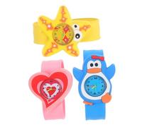 HORIALENCE 3pcs Cartoon Silicone Boy Girl Watch Patting Wristwatch with Arabic Numerals Fun Patterns for Boys and Girls Birthday Ages
